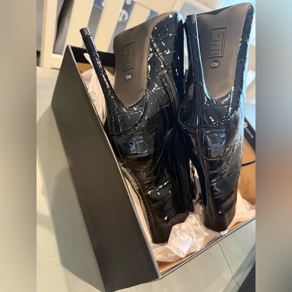 New I. N. C. International Concepts Croc Bootie Hariet Lace Up Black size 12 - Picture 8 of 9